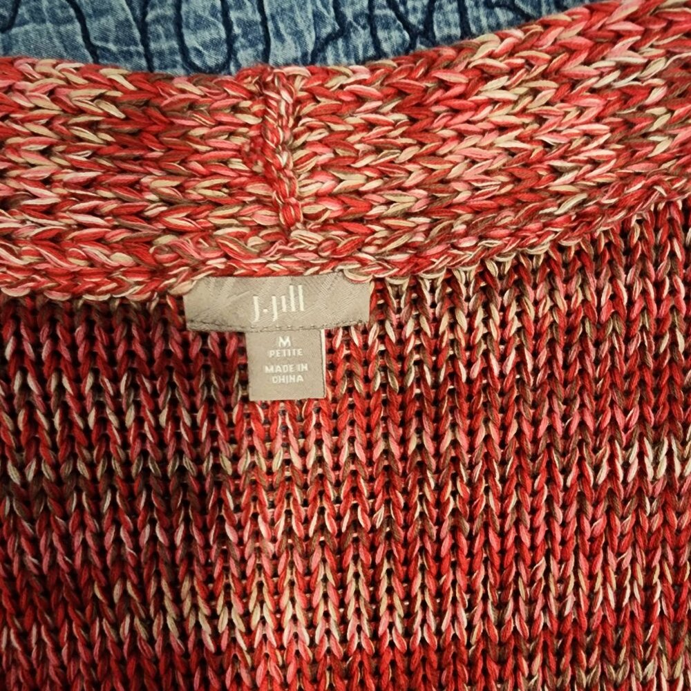 JJill Marled Red Open Front Duster Cardigan | Medium Petite - Picture 3 of 4